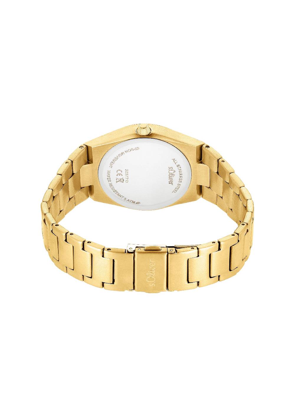 S.Oliver Goldene Edelstahl-Armbanduhr Mit Blauem Ziffernblatt