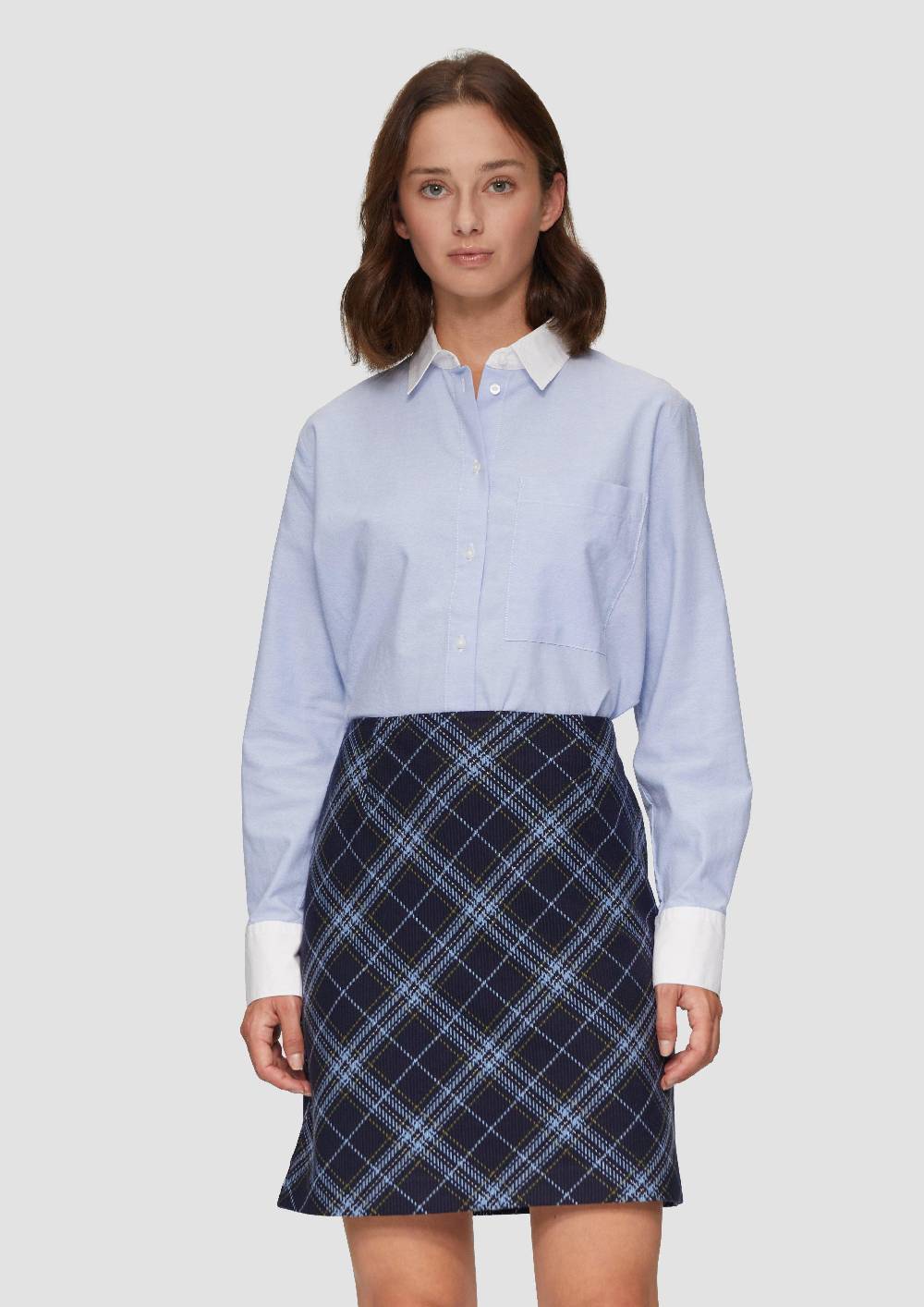 S.Oliver Hemdbluse Aus Baumwolle Mit Kontrast-Details