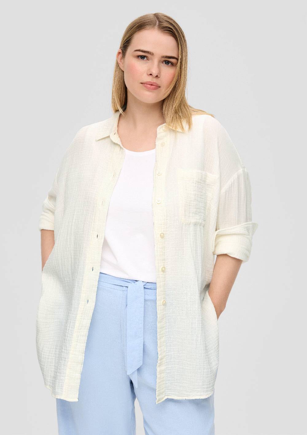 S.Oliver Hemdbluse Aus Baumwolle Mit Verlängertem Rückenteil