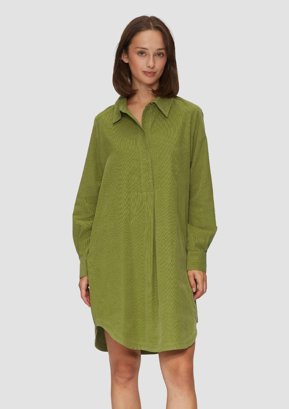 S.Oliver Hemdblusenkleid Aus Feincord Mit Seitlichen Eingrifftaschen