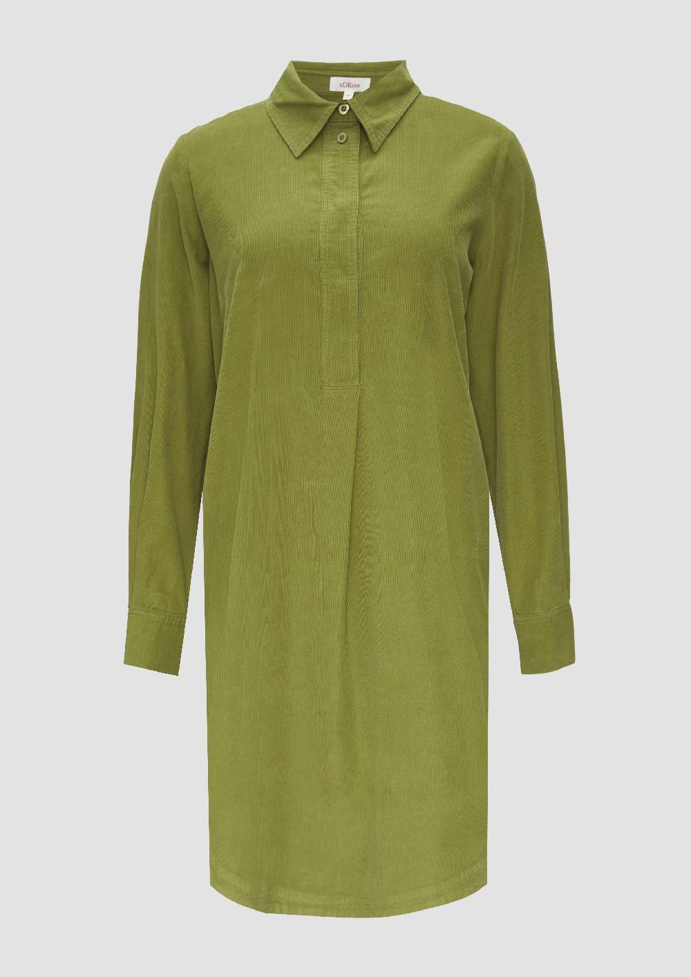 S.Oliver Hemdblusenkleid Aus Feincord Mit Seitlichen Eingrifftaschen