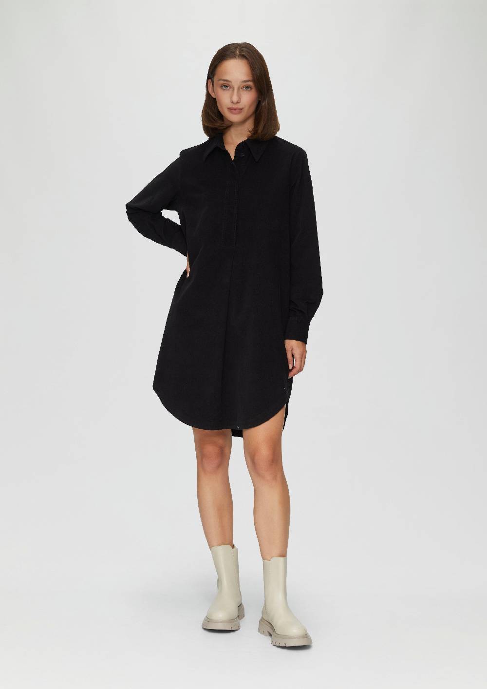 S.Oliver Hemdblusenkleid Aus Feincord Mit Seitlichen Eingrifftaschen