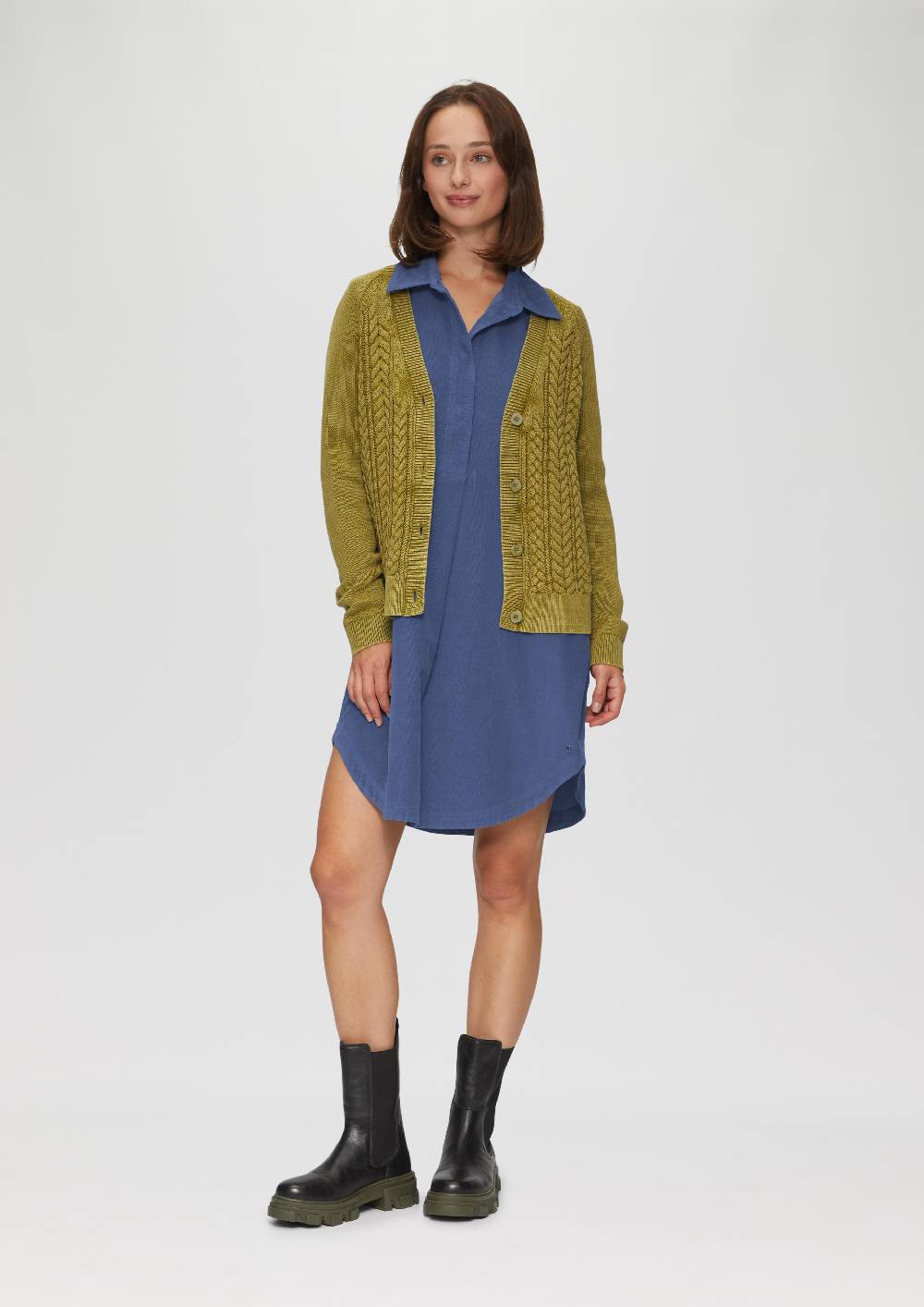 S.Oliver Hemdblusenkleid Aus Feincord Mit Seitlichen Eingrifftaschen