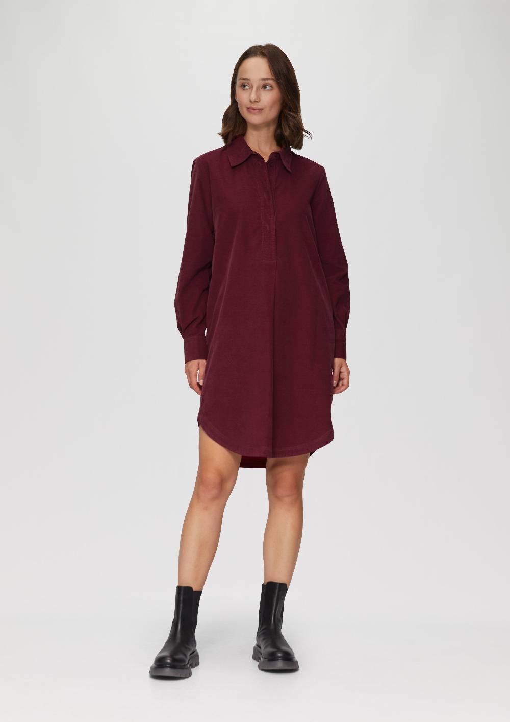 S.Oliver Hemdblusenkleid Aus Feincord Mit Seitlichen Eingrifftaschen