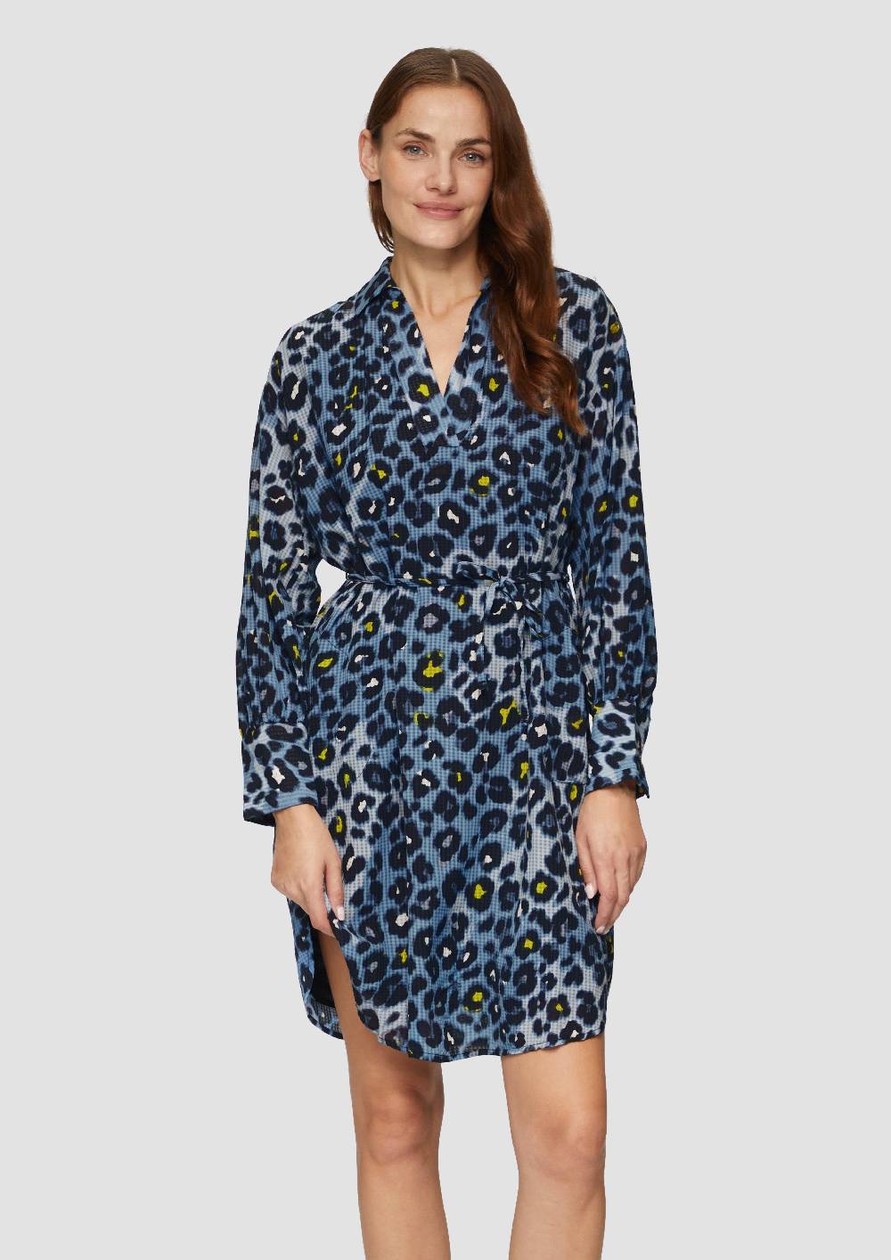 S.Oliver Hemdblusenkleid Aus Viskosemix Mit Strukturmuster