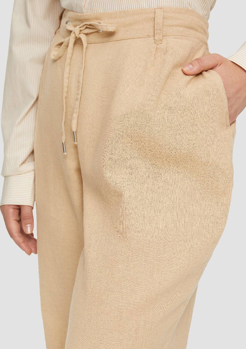 S.Oliver Hose Aus Leinenmix Mit Elastikbund Und Schmal Zulaufendem Bein