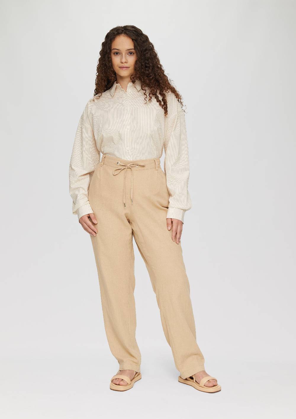 S.Oliver Hose Aus Leinenmix Mit Elastikbund Und Schmal Zulaufendem Bein