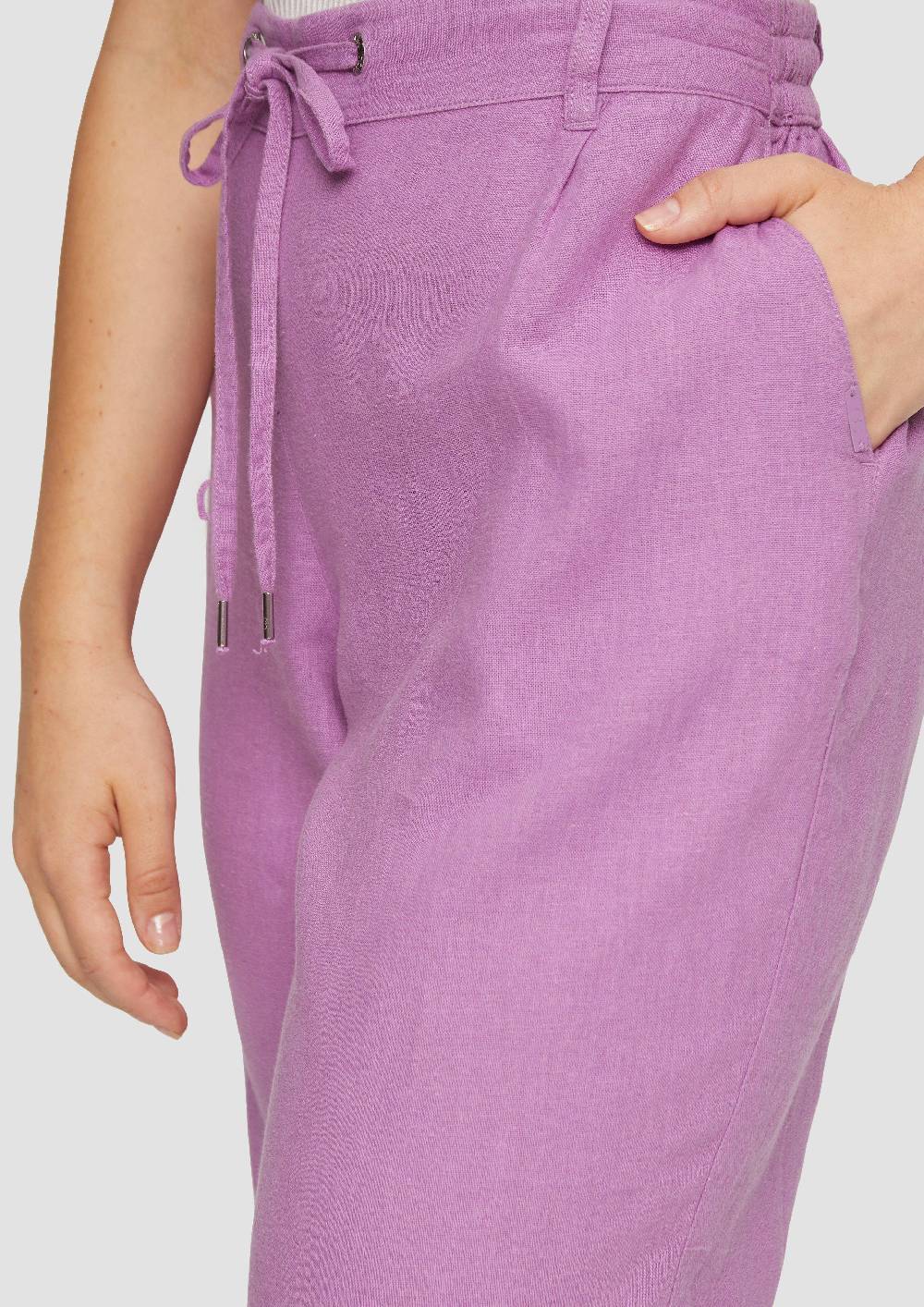 S.Oliver Hose Aus Leinenmix Mit Elastikbund Und Schmal Zulaufendem Bein