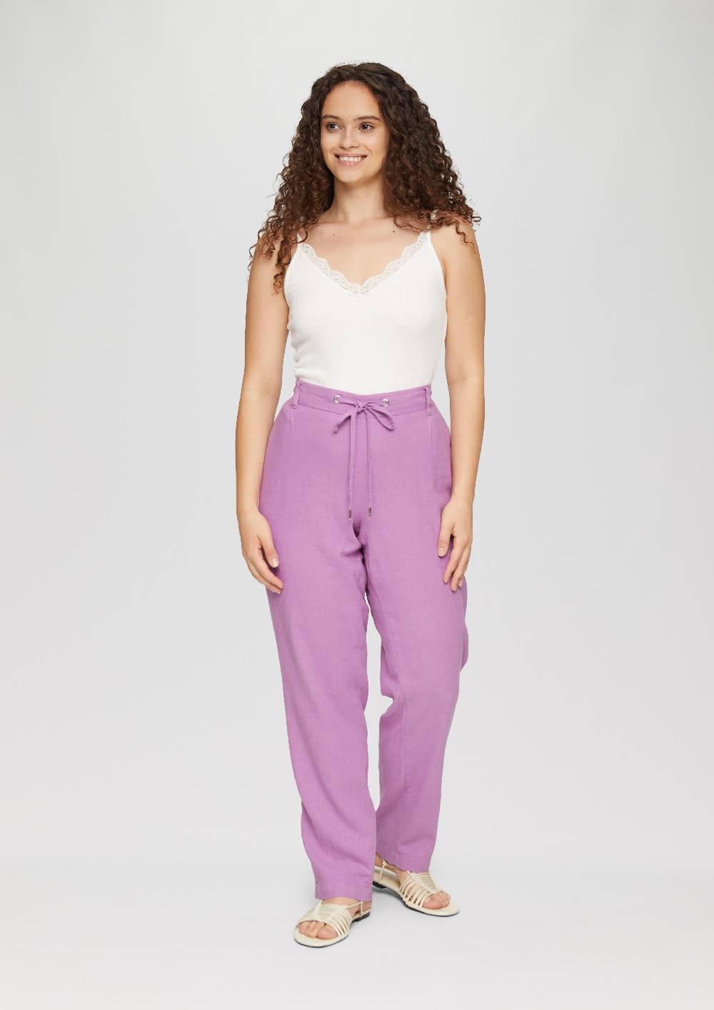 S.Oliver Hose Aus Leinenmix Mit Elastikbund Und Schmal Zulaufendem Bein