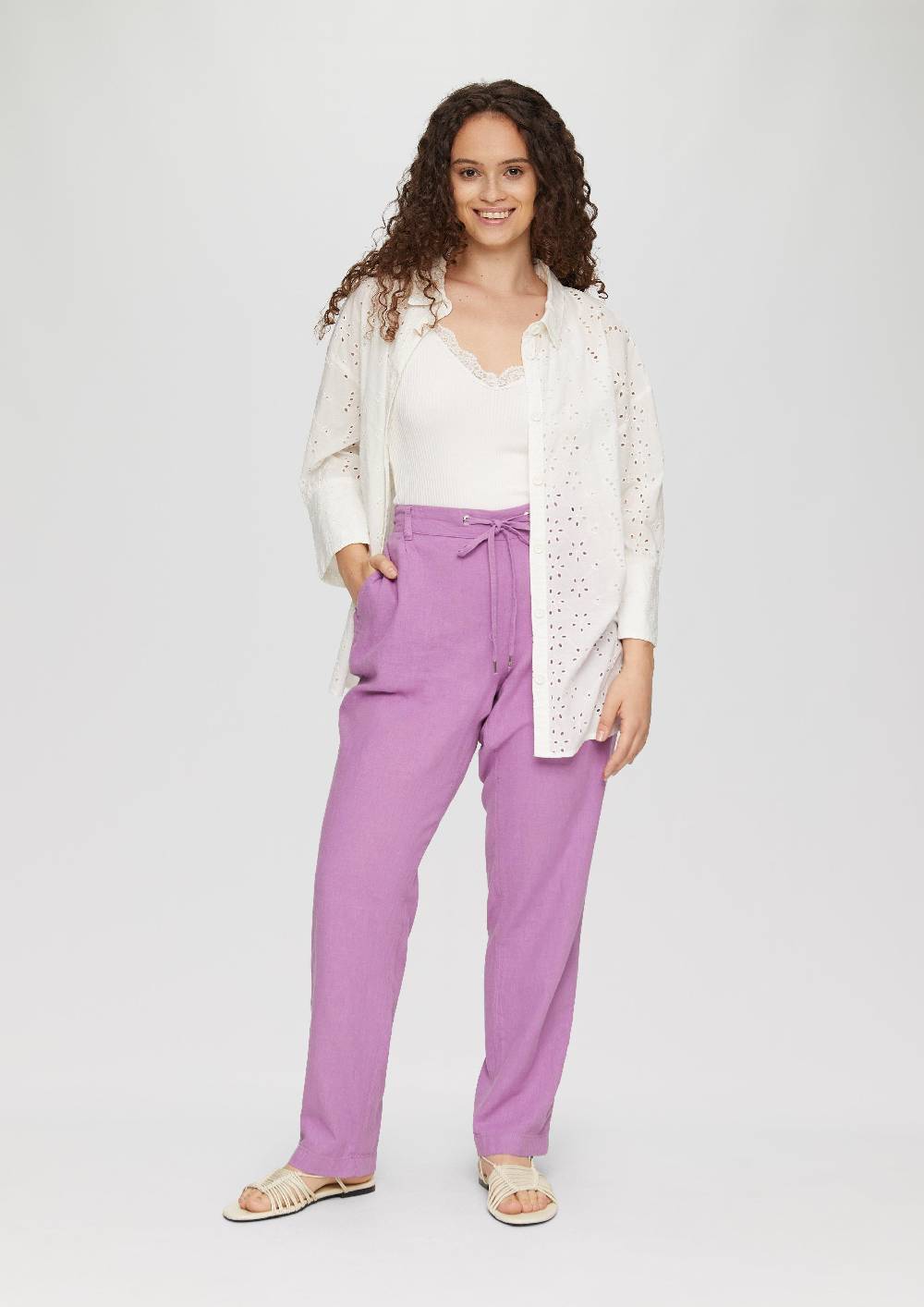 S.Oliver Hose Aus Leinenmix Mit Elastikbund Und Schmal Zulaufendem Bein