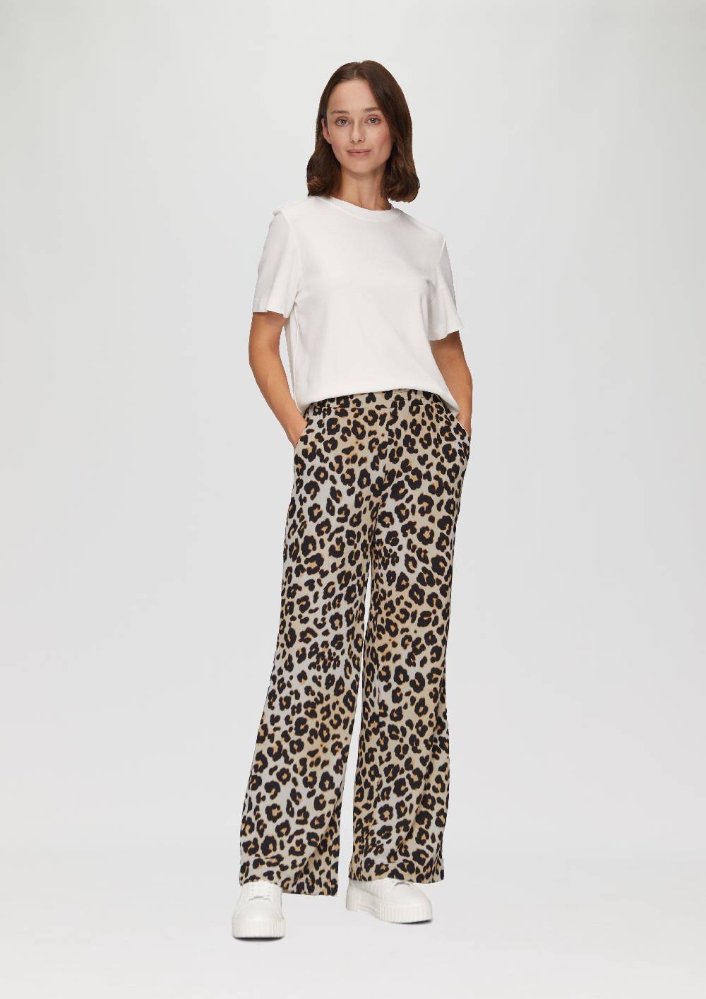S.Oliver Hose Mit Wide Leg Aus Strukturiertem Jersey