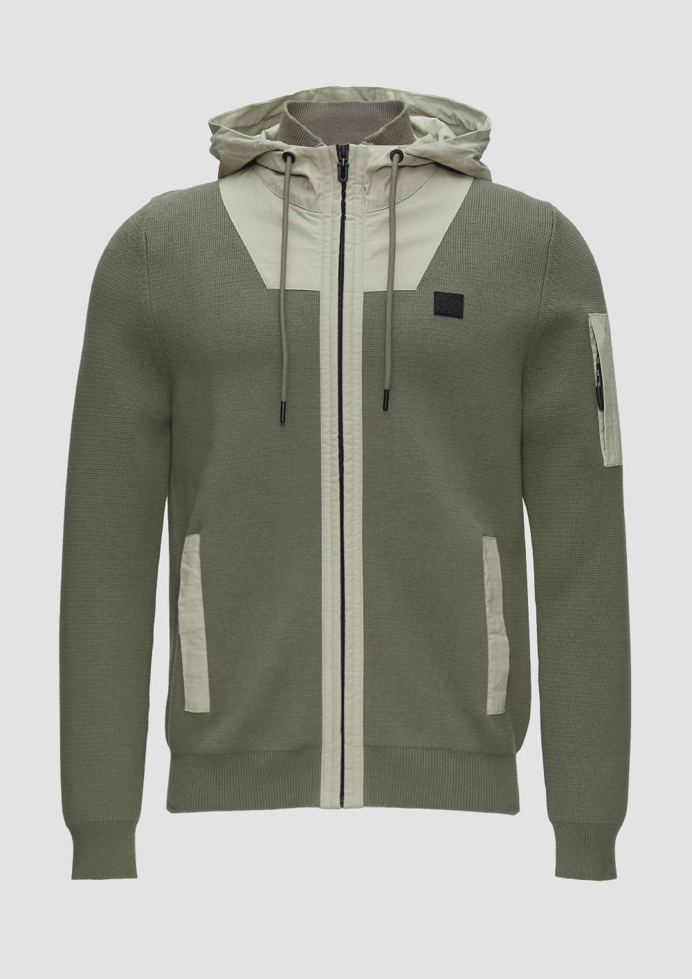 S.Oliver Hybridstrickjacke Mit Kapuze Aus Fabricmix