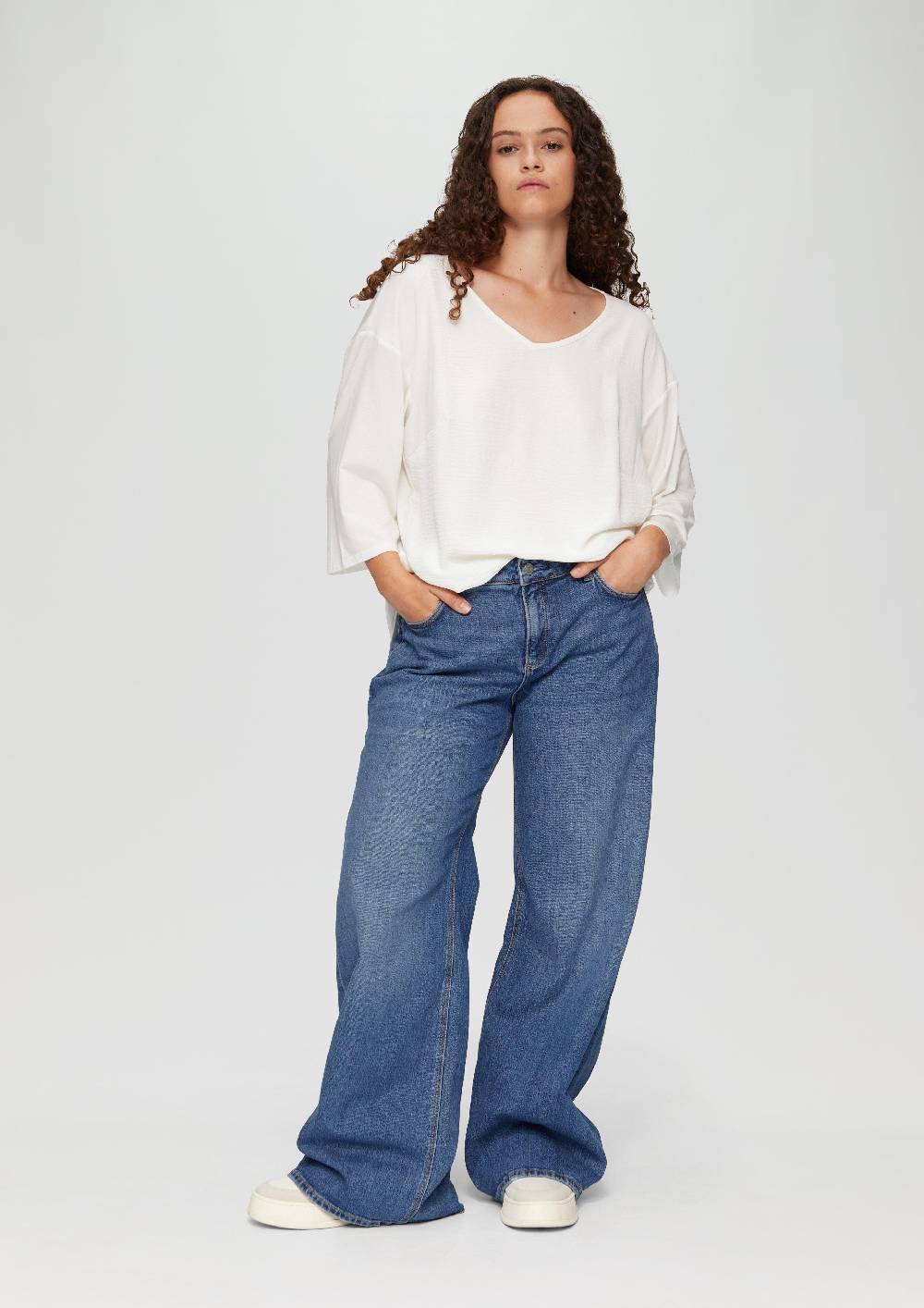 S.Oliver Jeans Curvy / Slim Fit / Mid Rise / Wide Leg / Mit Umschlag