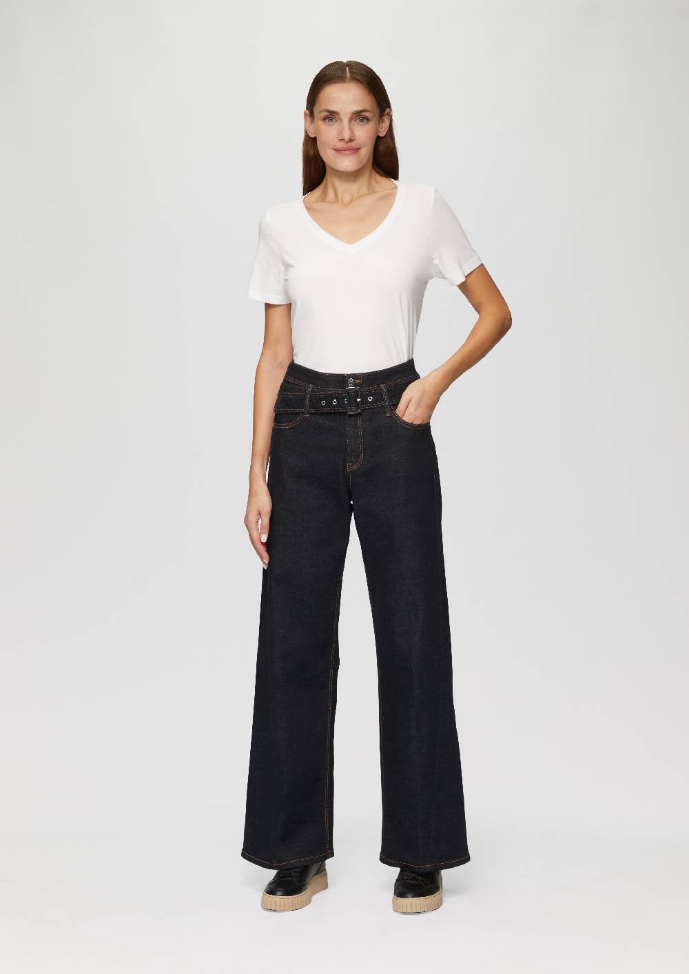 S.Oliver Jeans Suri/Regular Fit/High Rise/Wide Leg / Mit Textilgürtel