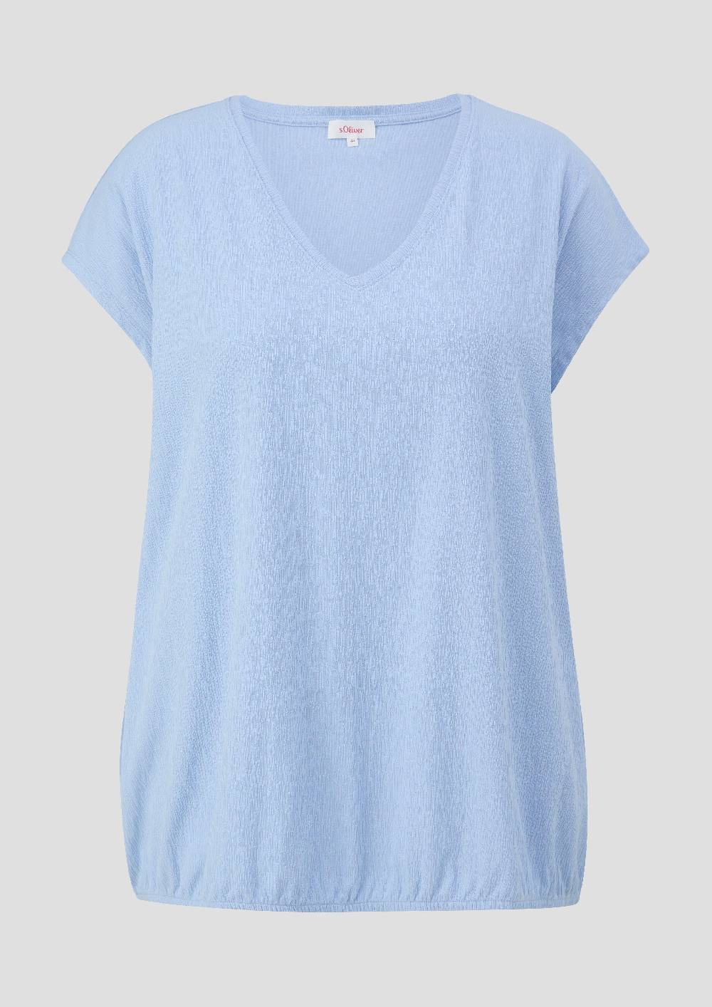 S.Oliver Jersey-Shirt Mit überschnittenen Schultern Und Elastischem Saum