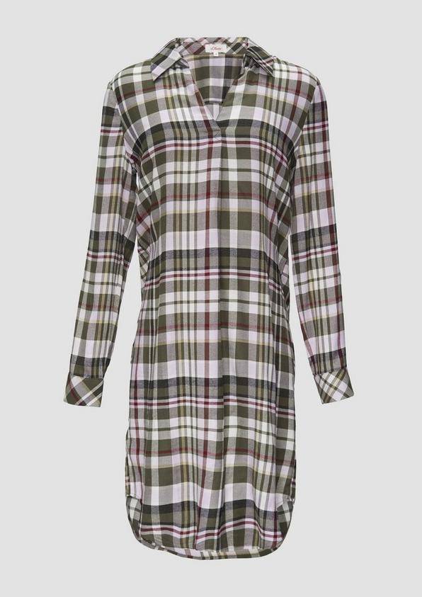 s.Oliver Kariertes Kleid aus Viskosemix mit Krempel-Detail