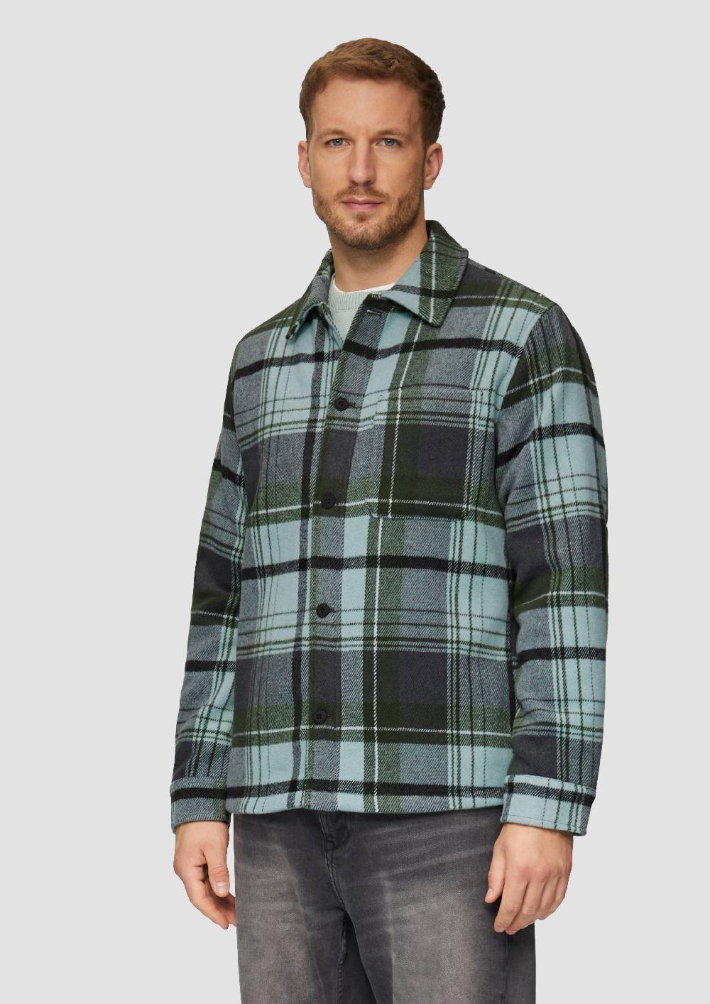 S.Oliver Kariertes Overshirt Mit Brusttasche Und Innenfutter