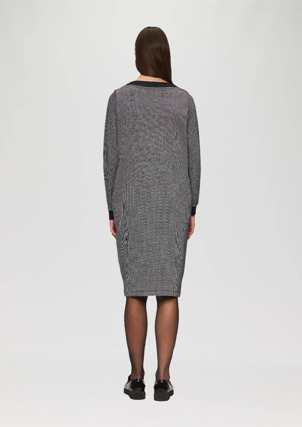 S.Oliver Kleid Mit Hahnentrittmuster Und Seitlichen Eingrifftaschen