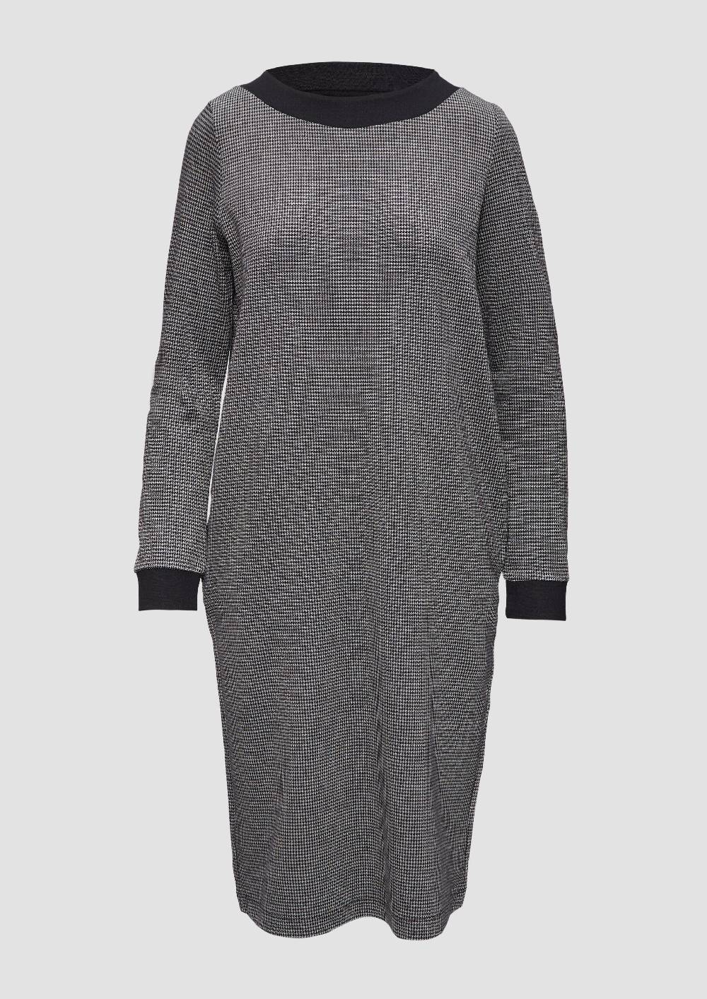 S.Oliver Kleid Mit Hahnentrittmuster Und Seitlichen Eingrifftaschen