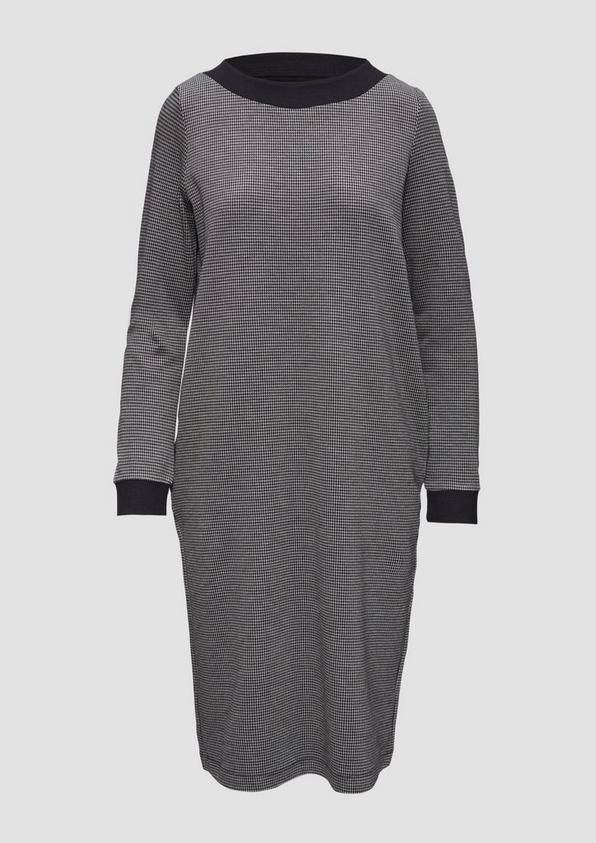 s.Oliver Kleid mit Hahnentrittmuster und seitlichen Eingrifftaschen