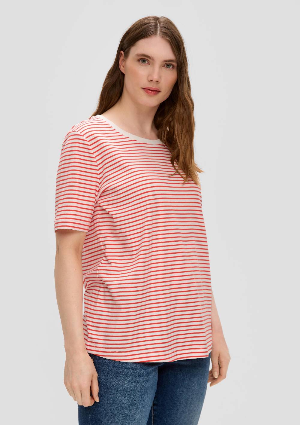 S.Oliver Kurzärmeliges Baumwollshirt Mit Rundhalsausschnitt