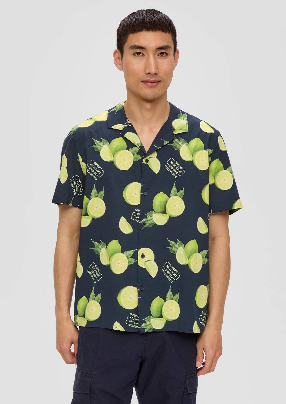 S.Oliver Kurzarmhemd Aus Viskosemix Mit All-over-Print