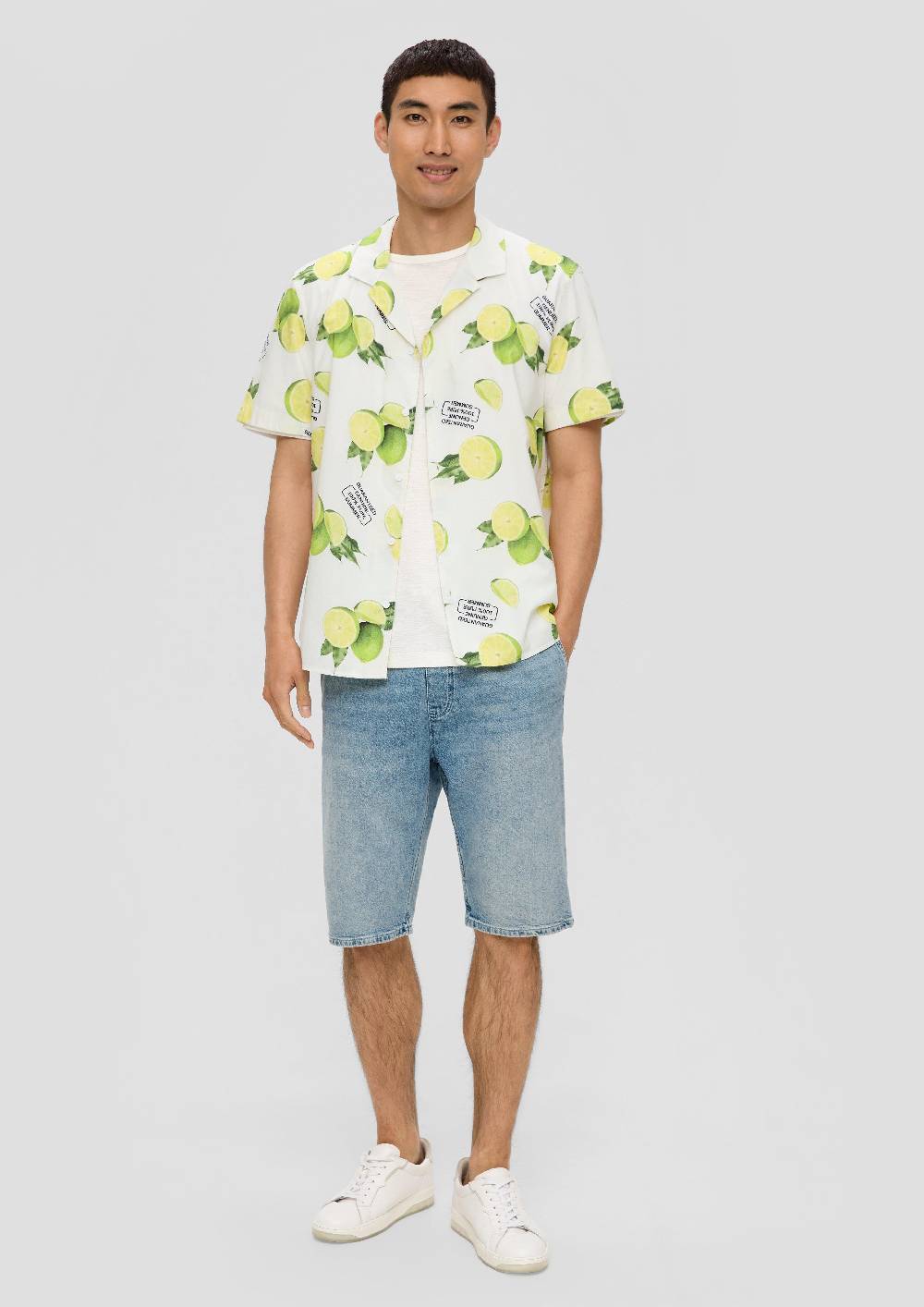 S.Oliver Kurzarmhemd Aus Viskosemix Mit All-over-Print