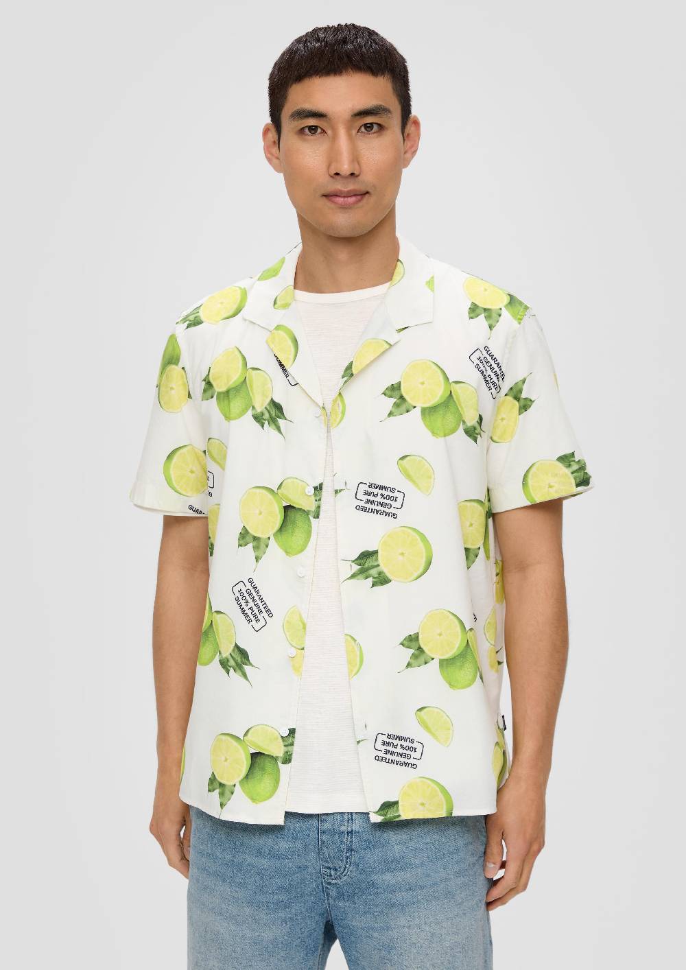 S.Oliver Kurzarmhemd Aus Viskosemix Mit All-over-Print