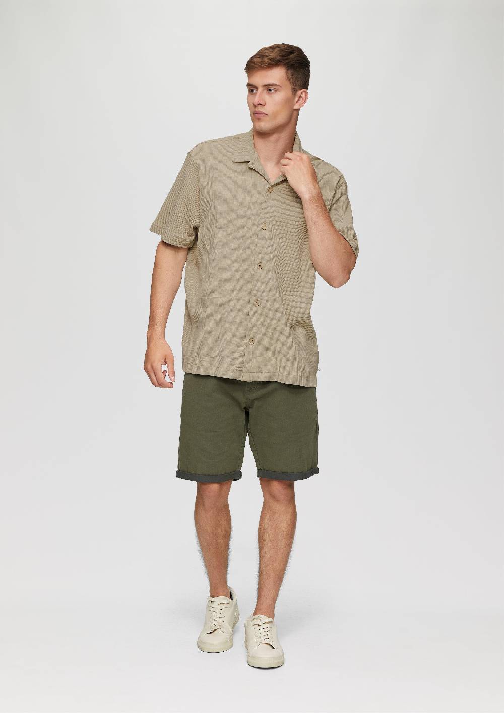 S.Oliver Kurzarmhemd Aus Waffel-Piqué Mit Knopfleiste