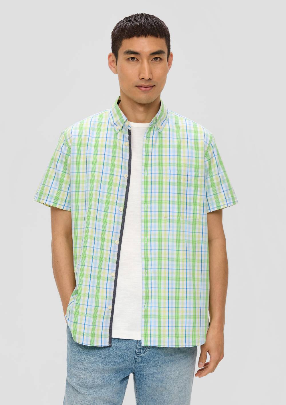 S.Oliver Kurzarmhemd Mit Brusttasche Und Logo-Detail