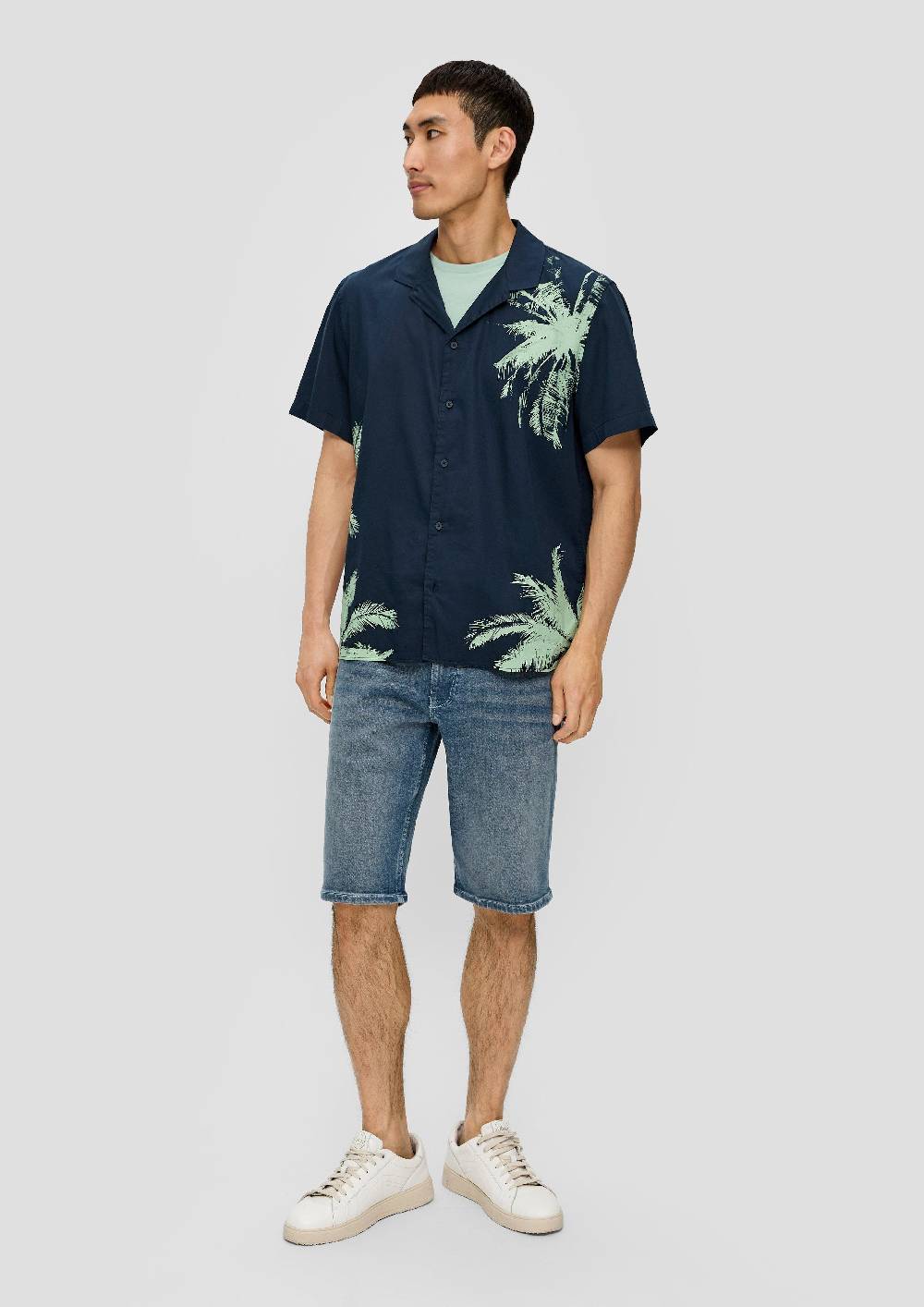 S.Oliver Kurzarmhemd Mit Frontprint Aus Baumwollmix