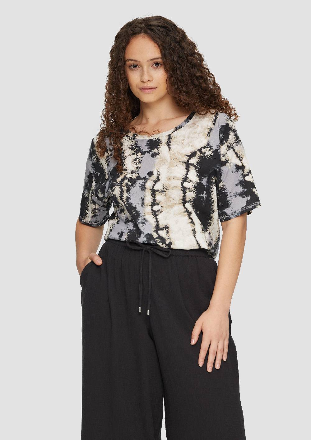 S.Oliver Kurzes Baumwoll-T-Shirt Im Loose Fit Mit All-over-Print