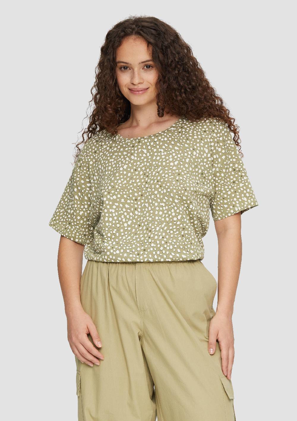 S.Oliver Kurzes Baumwoll-T-Shirt Im Loose Fit Mit All-over-Print