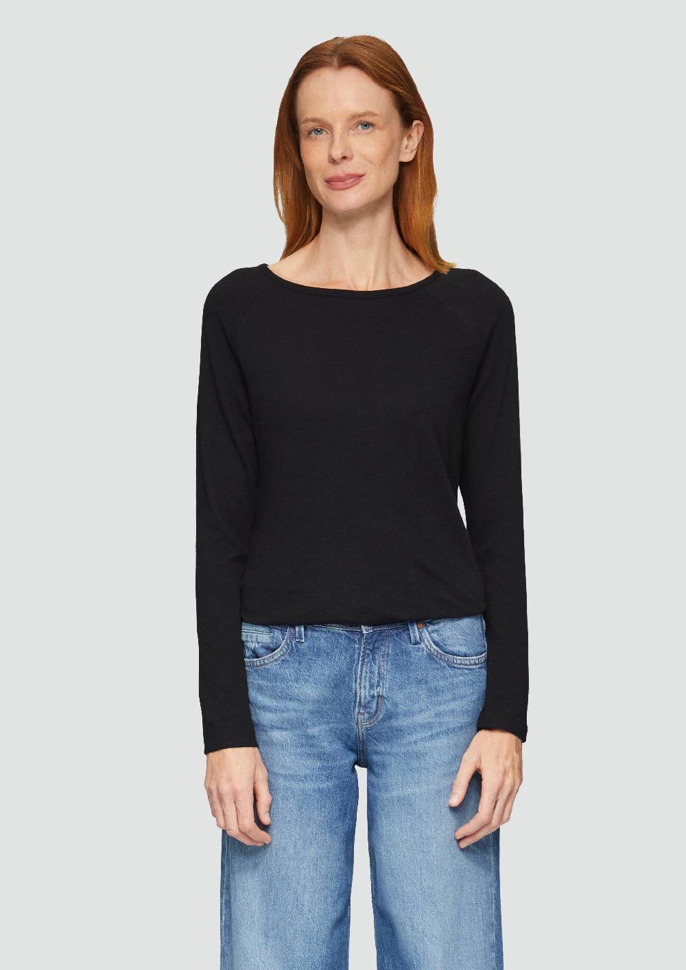 S.Oliver Langarmshirt Mit Flammgarnstruktur Und Raglanärmeln