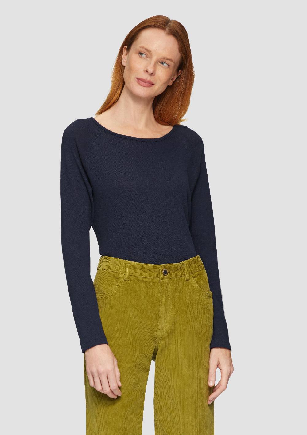 S.Oliver Langarmshirt Mit Flammgarnstruktur Und Raglanärmeln