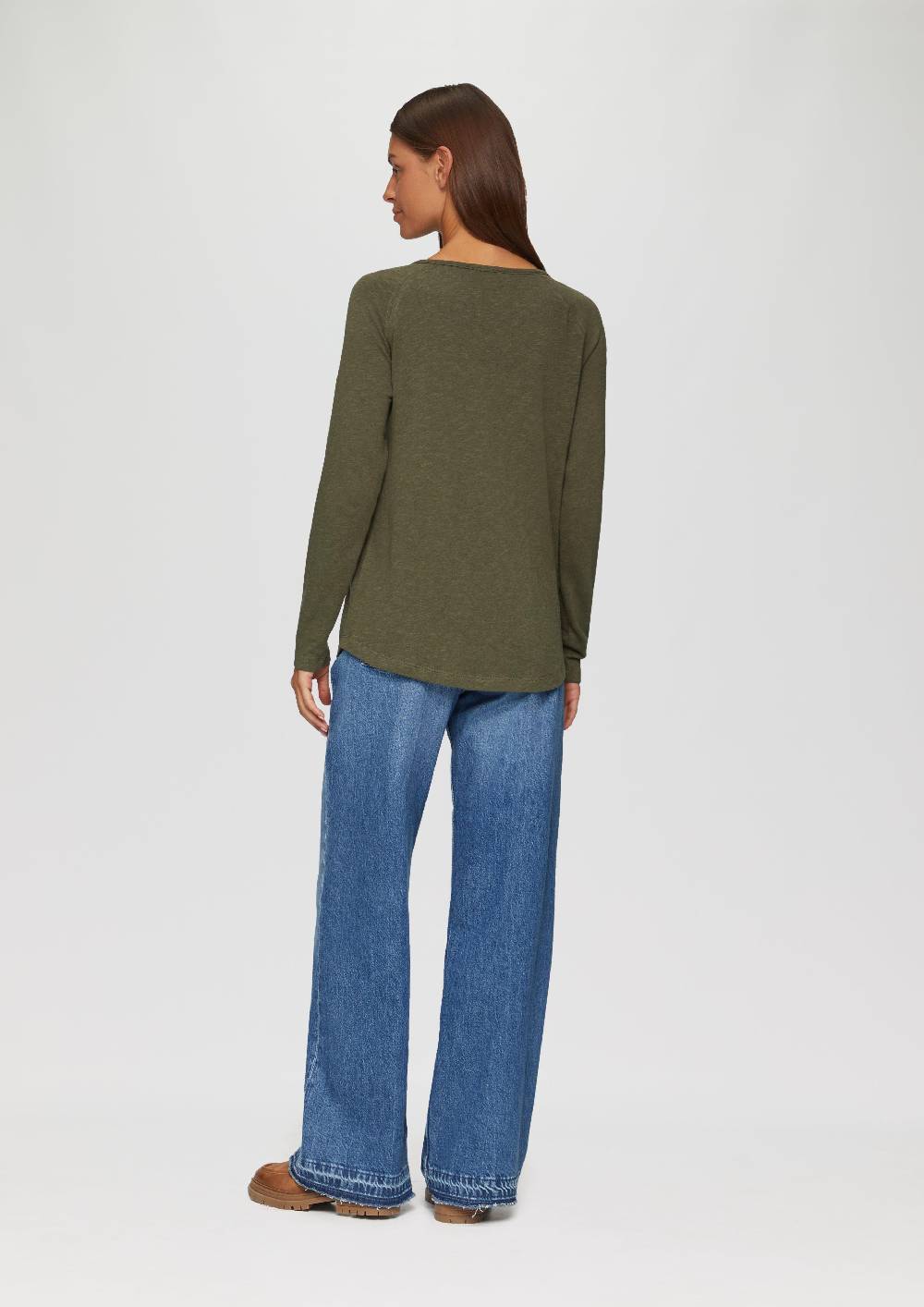 S.Oliver Langarmshirt Mit Flammgarnstruktur Und Raglanärmeln