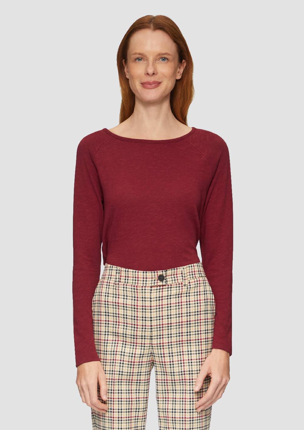 S.Oliver Langarmshirt Mit Flammgarnstruktur Und Raglanärmeln