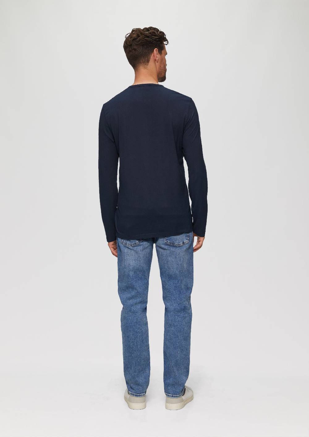 S.Oliver Langarmshirt Mit Henley-Ausschnitt Und Garment Dye