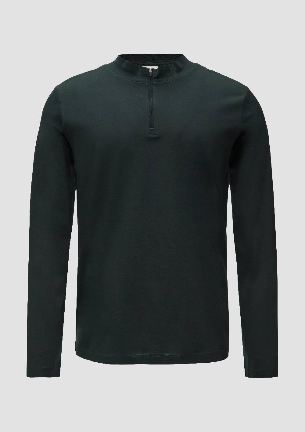 S.Oliver Langarmshirt Mit Reißverschluss Aus Mercerisierter Baumwolle