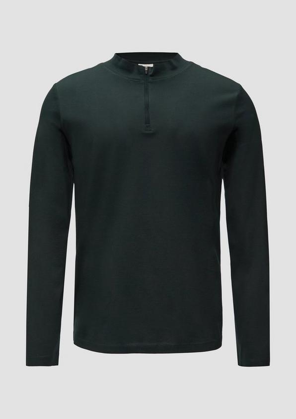 s.Oliver Langarmshirt mit Reißverschluss aus mercerisierter Baumwolle