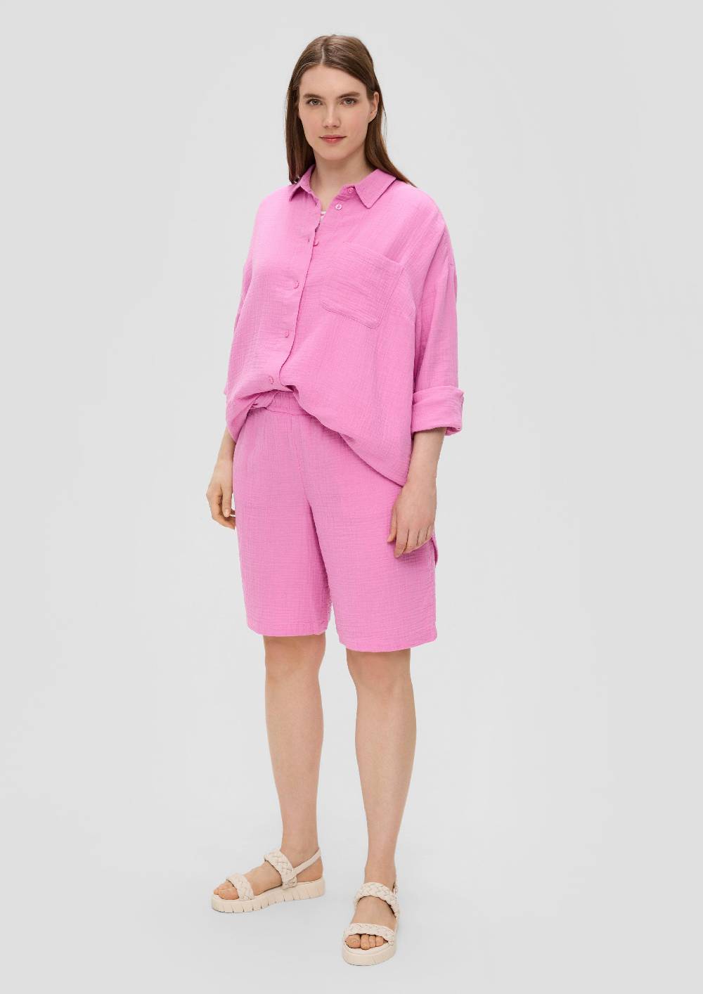 S.Oliver Lange Hemdbluse Aus Baumwolle Im Relaxed Fit