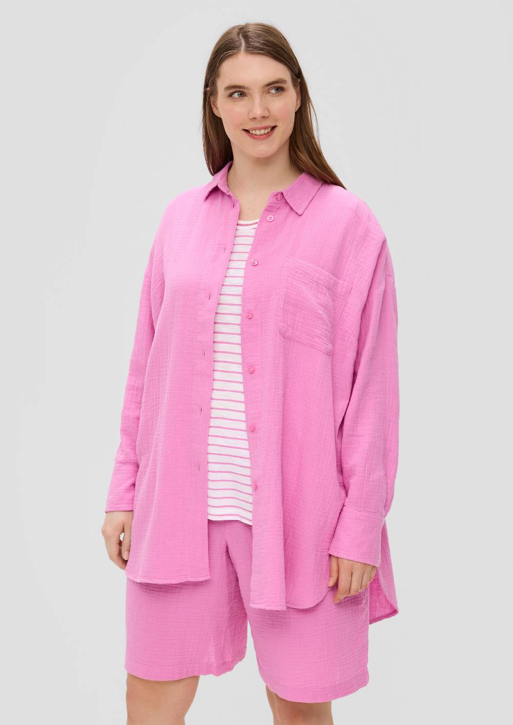 S.Oliver Lange Hemdbluse Aus Baumwolle Im Relaxed Fit