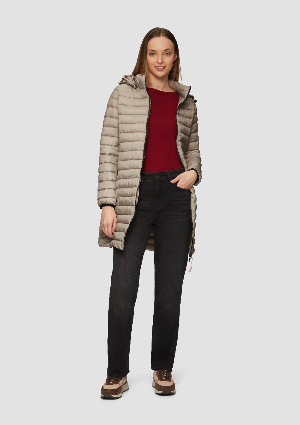 S.Oliver Lange Steppjacke Mit Abnehmbarer Kapuze Im Slim Fit