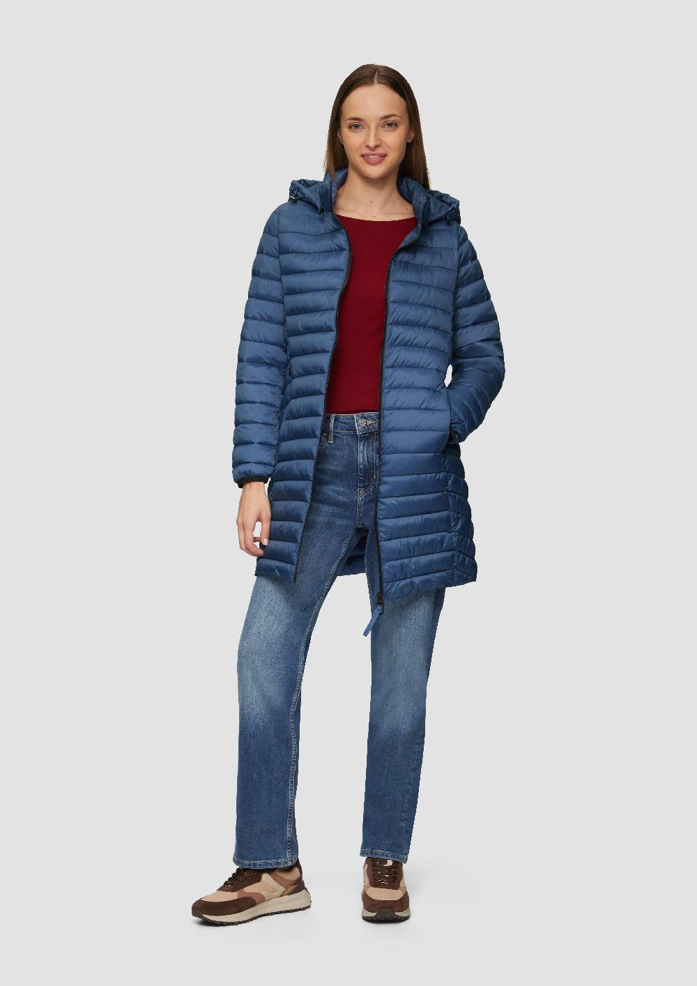 S.Oliver Lange Steppjacke Mit Abnehmbarer Kapuze Im Slim Fit