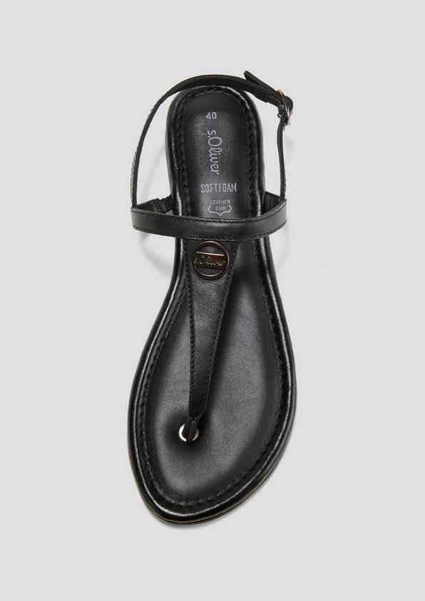 s.Oliver Leder-Sandalen mit Riemchen und Logo-Detail