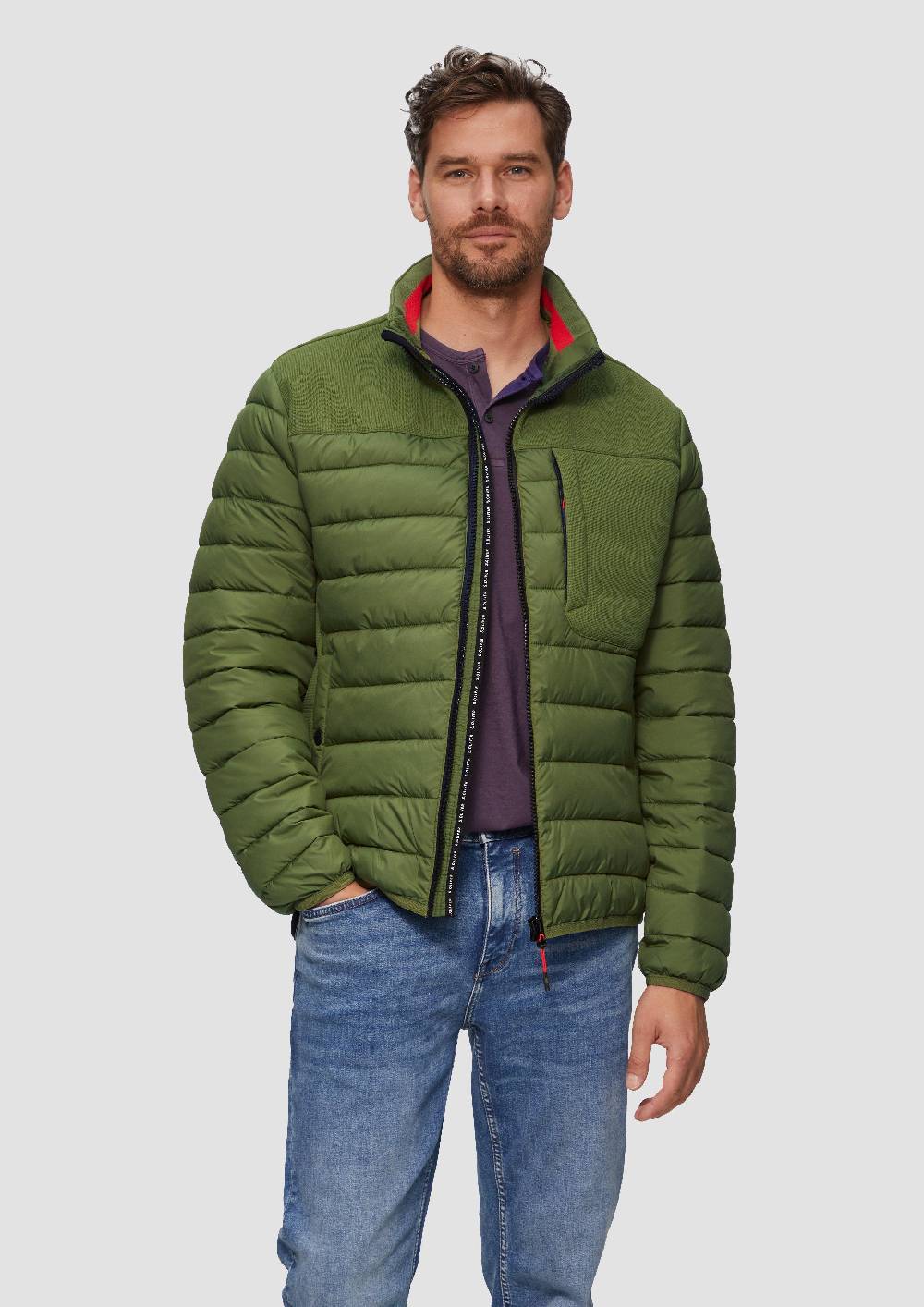 S.Oliver Leichte Steppjacke Im Materialmix Mit Kontrast-Details