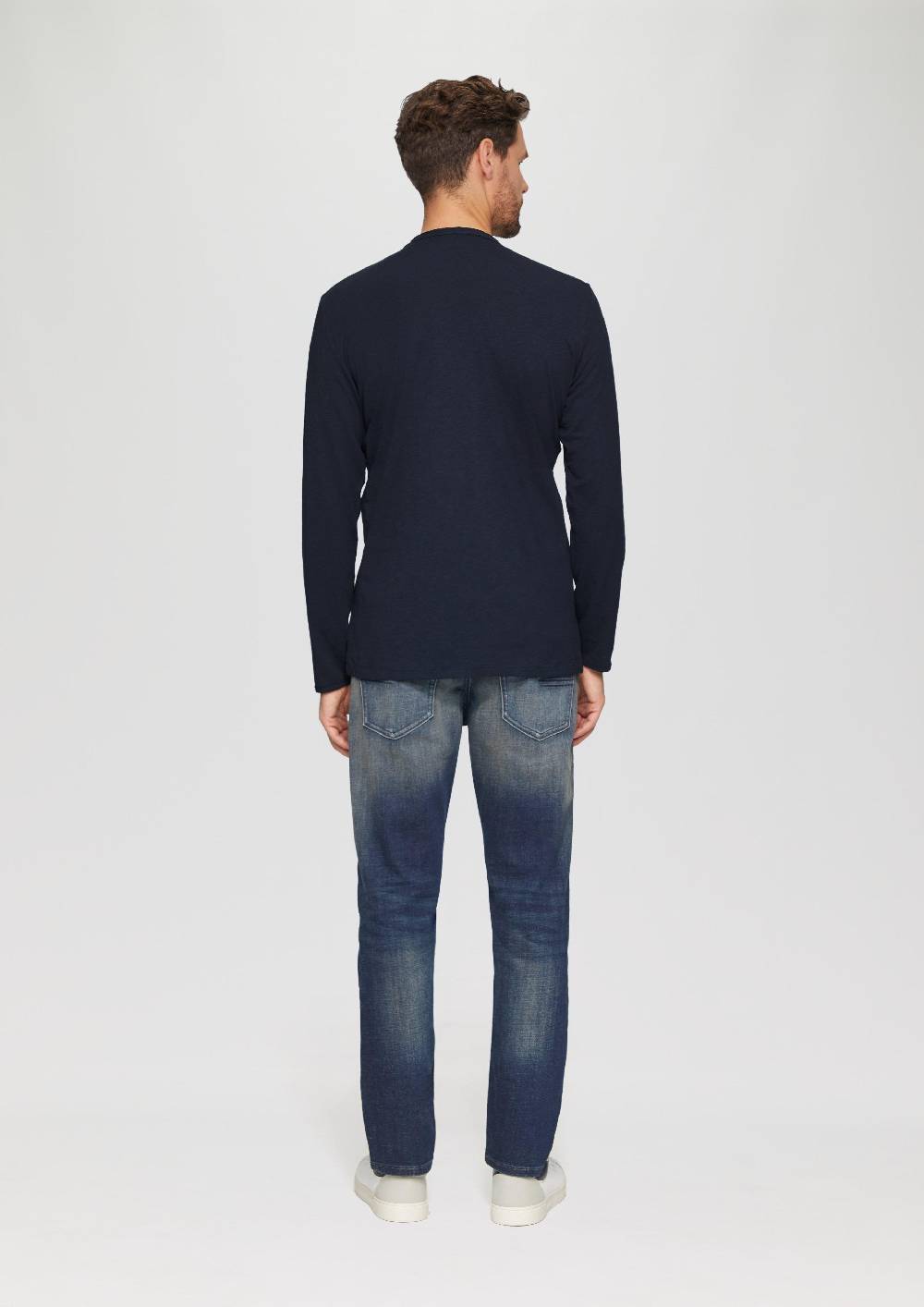 S.Oliver Logo-Shirt Mit Rollkante Und Flammgarnstruktur