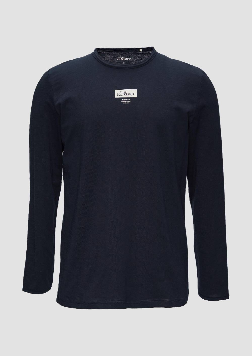 S.Oliver Logo-Shirt Mit Rollkante Und Flammgarnstruktur