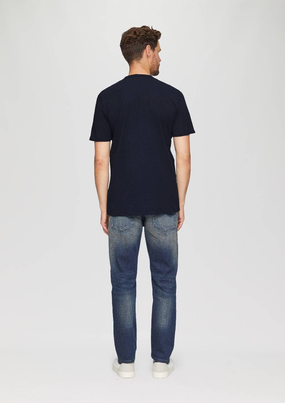 S.Oliver Logo-Shirt Mit Rollkante Und Flammgarnstruktur