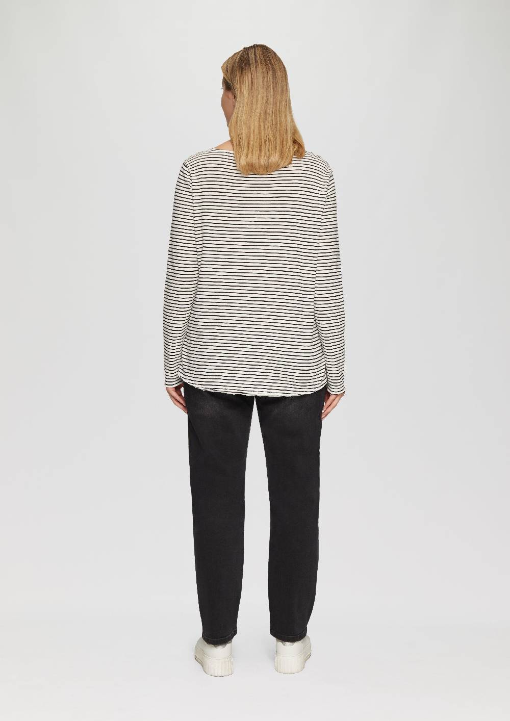 S.Oliver Longsleeve Mit Flammgarnstruktur Und Rundhalsausschnitt